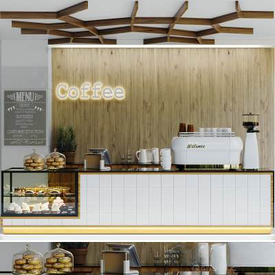 现代咖啡店吧台操作台